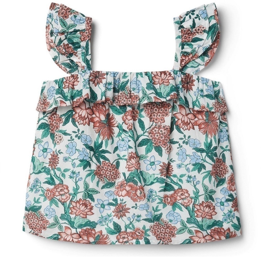 LIKE NEW Janie and Jack Floral Flutter Strap Top Size 4